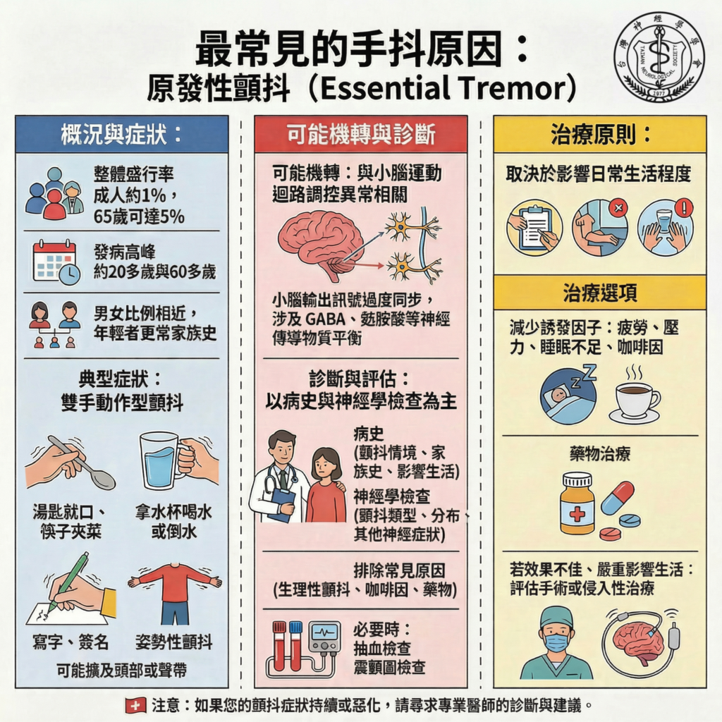 最常見的手抖原因:原發性顫抖(Essential Tremor) - 斑馬神經學/神經內科 朱永載 醫師